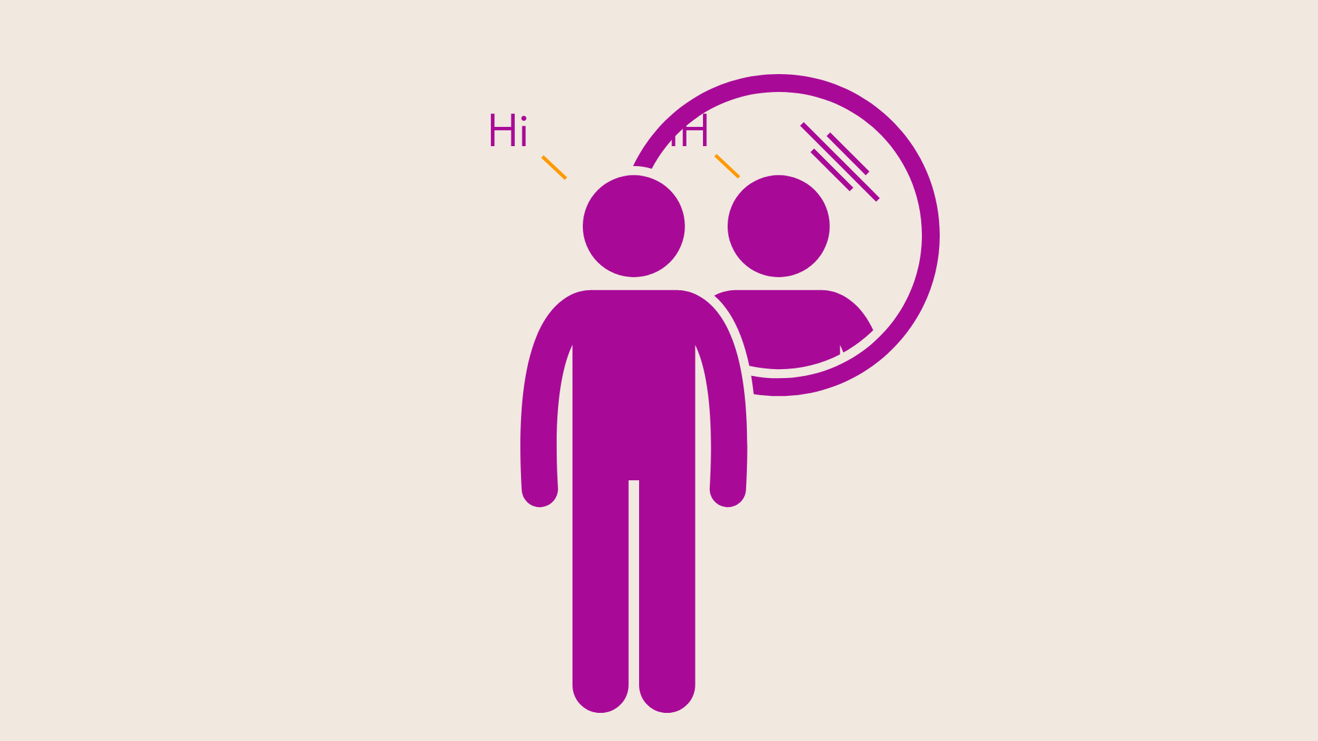 A figure saying Hi to it's reflection