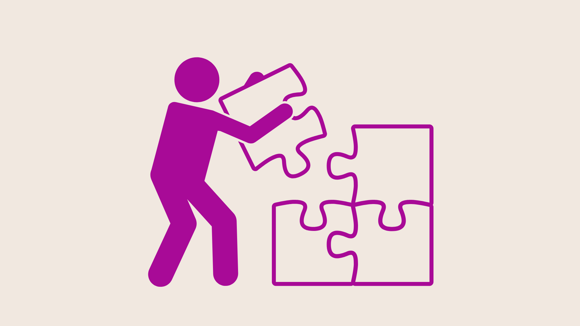 A stick figure solving a puzzle
