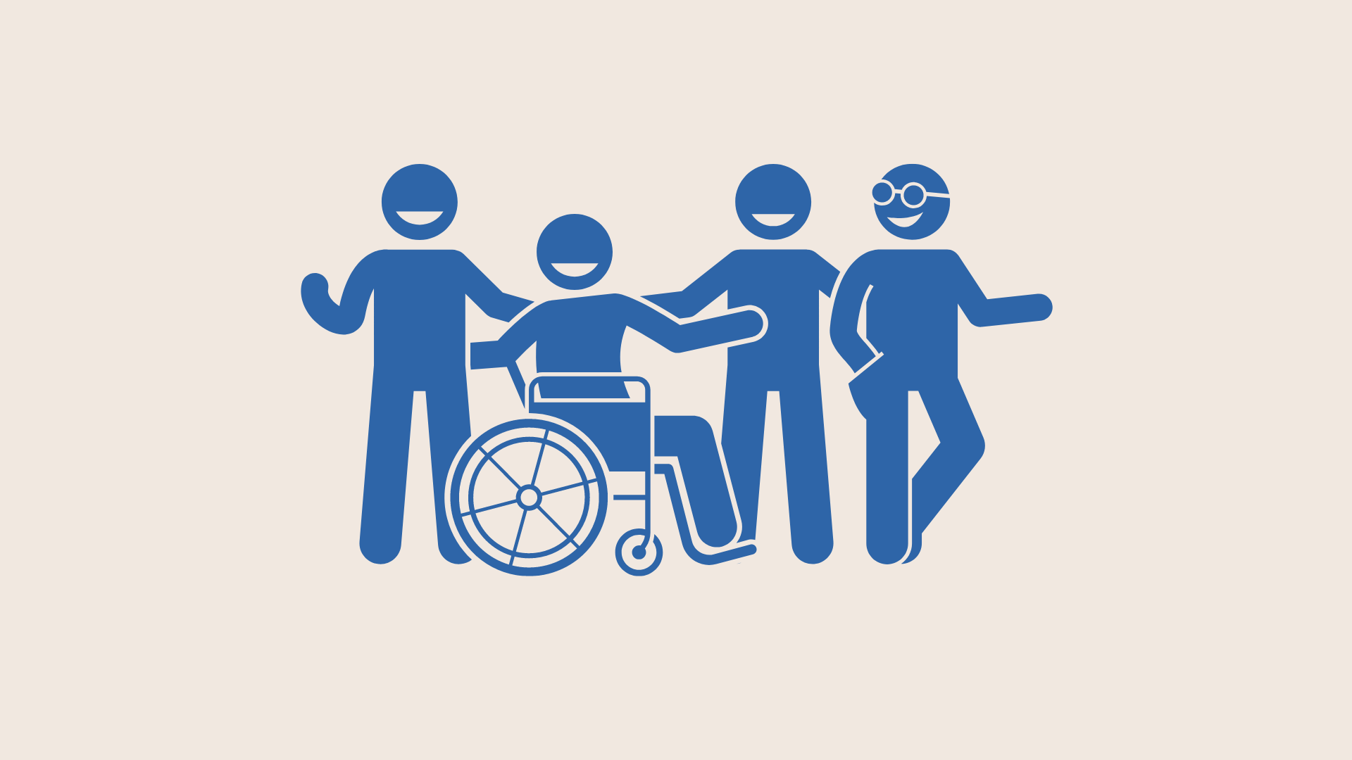 Four figures with arms around each other in support