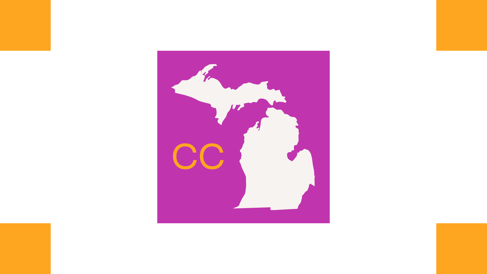 the letters CC indicating Community Colleges next to and outline of MIchigan
