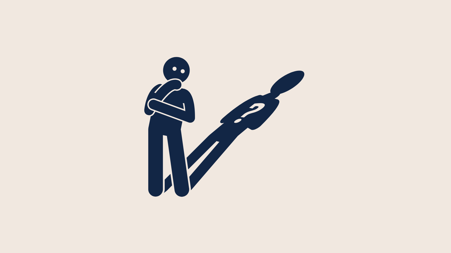 Figure with a shadow that has a question mark in it.