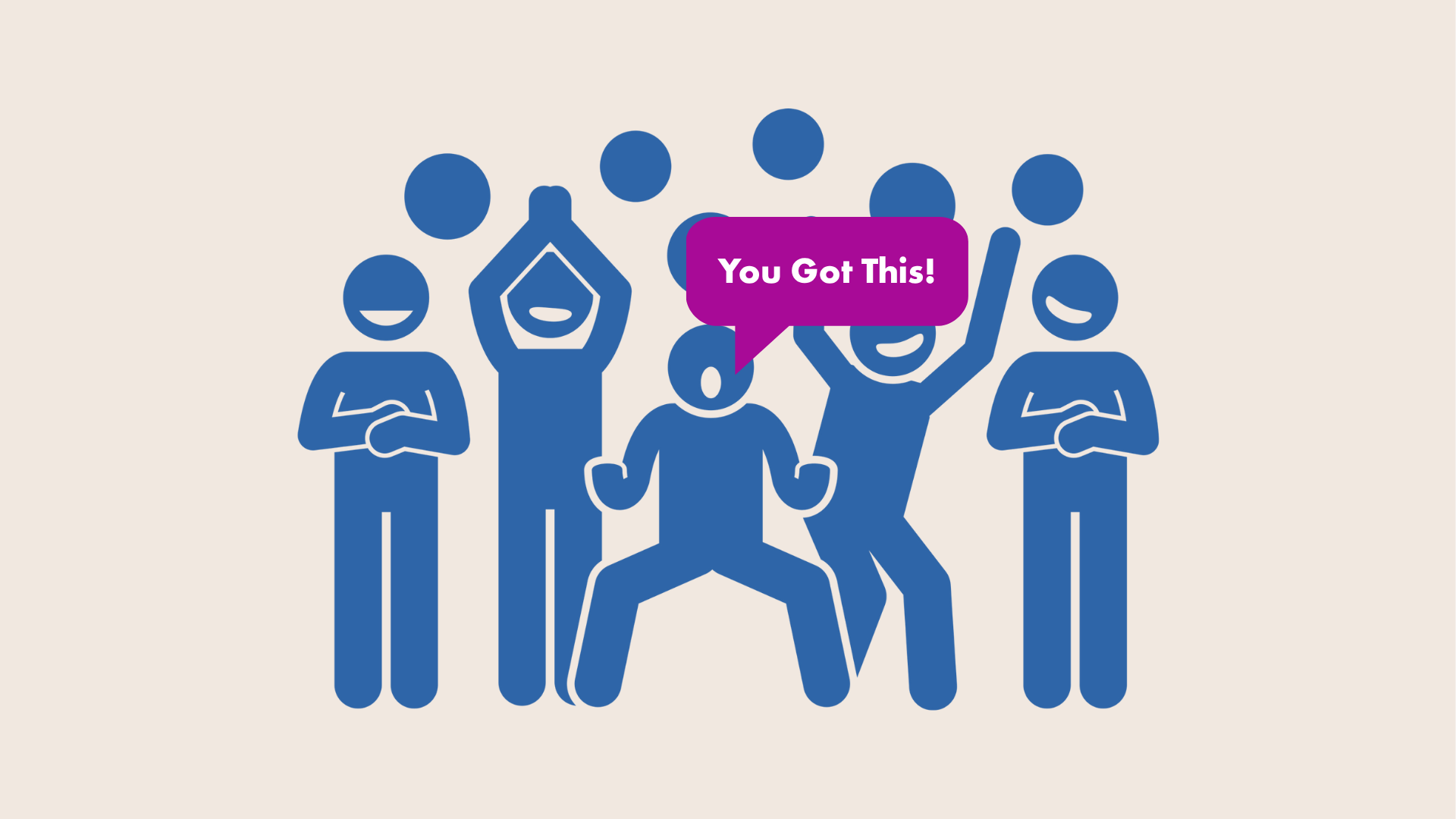 Group of stick figures yelling in support